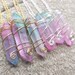Pastel Goth Aura Quartz Crystal Choker Necklace - Wire Wrapped Pendant - Cotton Candy Pink and Blue - Fairycore Jewelry - Fairy Kei - Kawaii 