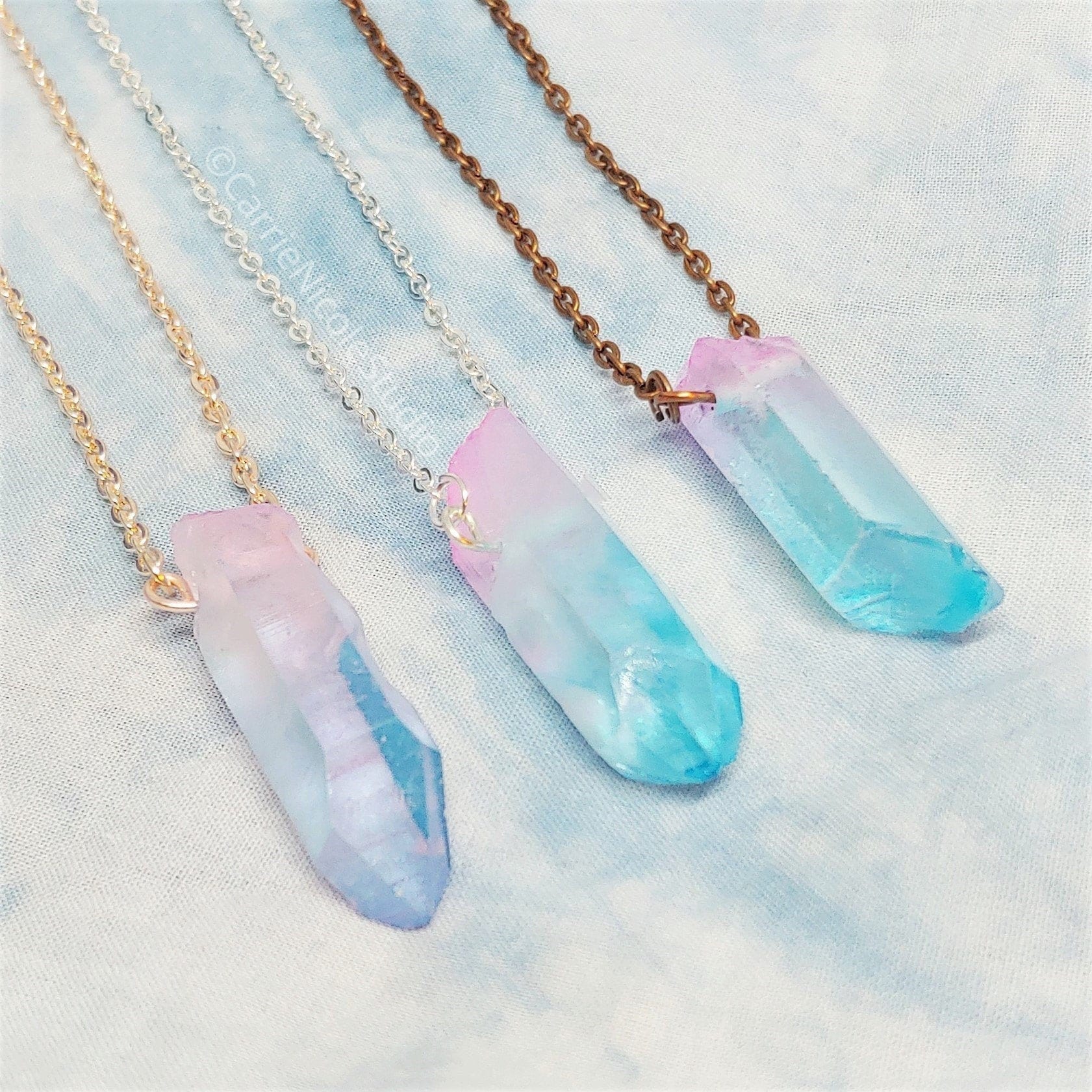 Fairy Kei Aura Quartz Crystal Necklace 