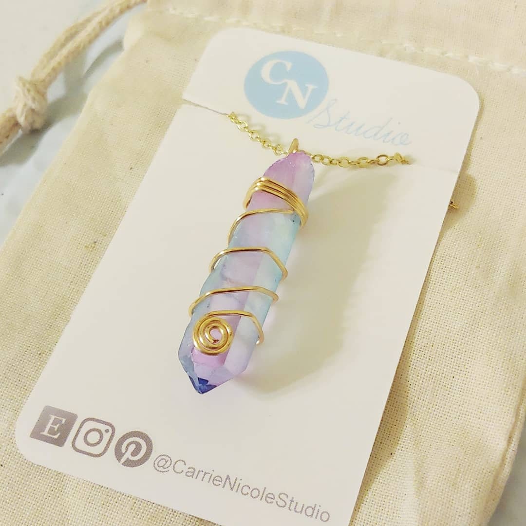Pastel Goth Aura Quartz Crystal Choker Necklace Wire Wrapped Etsy