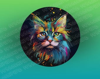 Holo Maine Coon Cat Vinyl Sticker