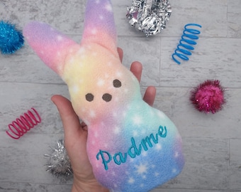 Catnip Cat Toy- Peep Bunny- Large Refillable Easter Toys - Customizable- Personalizable - Cat Cuddle Toy
