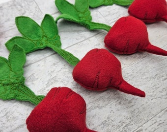 Refillable Catnip Cat Toy: Minky Radish with Rattle & Floppy Leaves