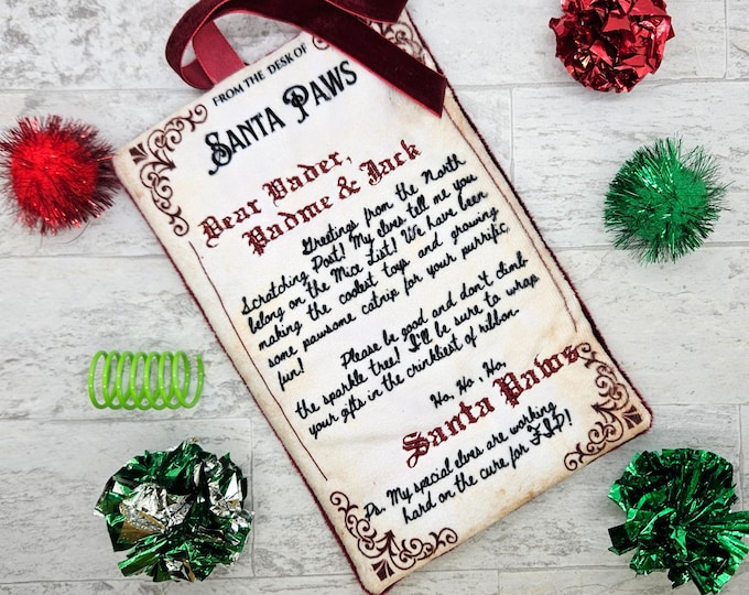 Featured listing image: Dear Kitty - Letter from Santa Paws - Catnip Mat- Cat Cuddle Toy- Personalizable