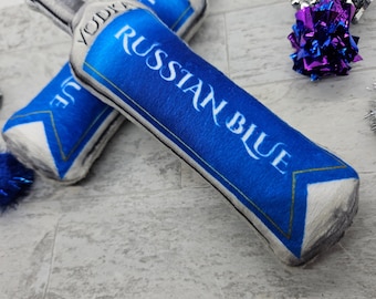 Refillable Cat Toy - Russian Blue Vodka Kitty Kicker Bottle - Refillable