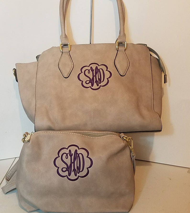 The Kelly Monogram 2pc purse in beige Personalized handbags