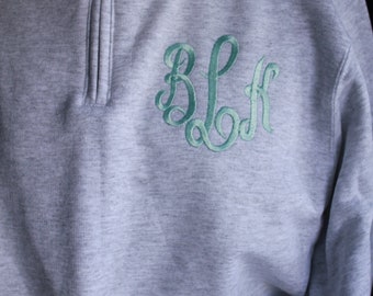 Quarter zip monogram sweatshirt, Monogrammed pullover, personalized quarter zip sweatshirt, Embroidered Quarter Zip, Custom Pullover