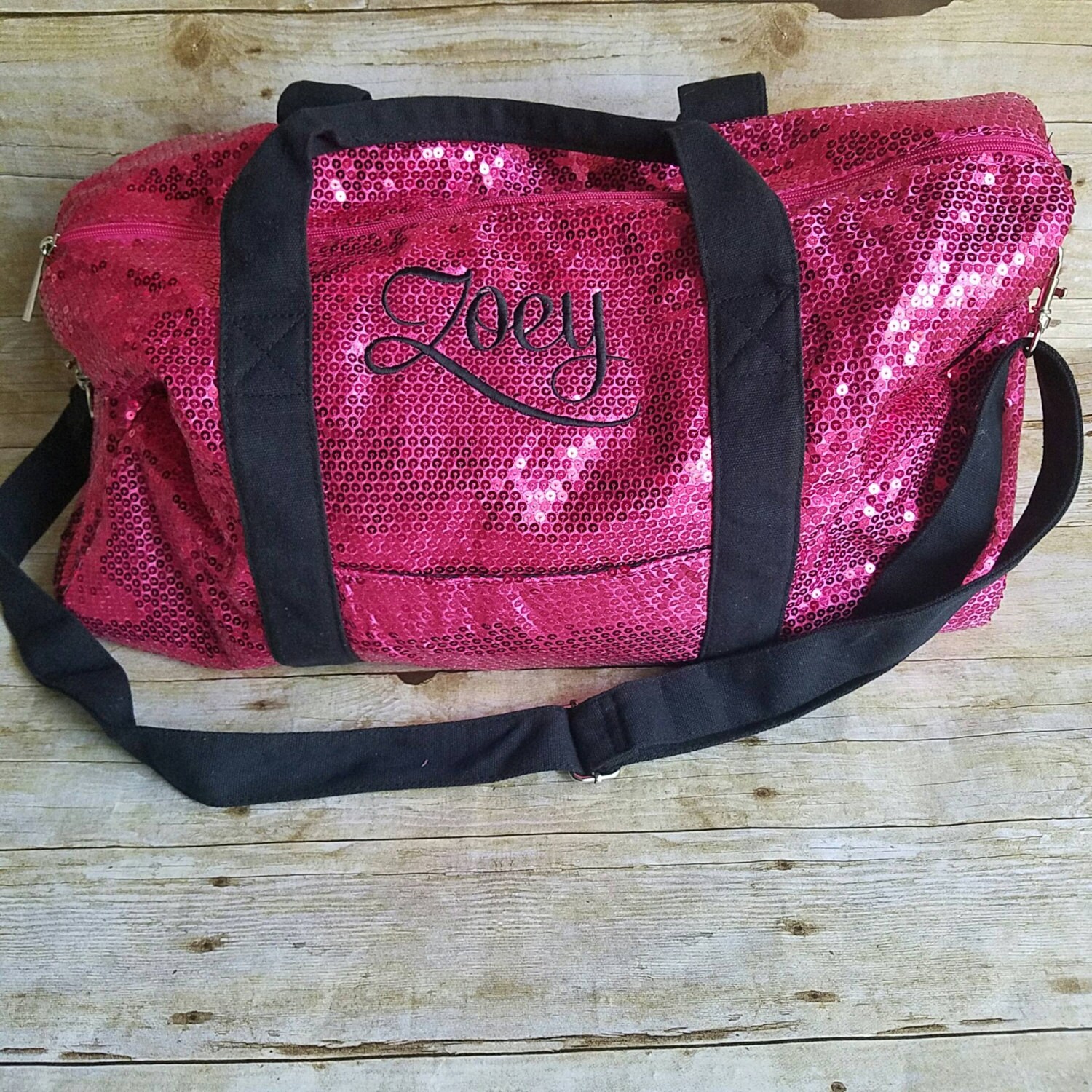 Personalized Hot Pink Sequin Duffle Bag 