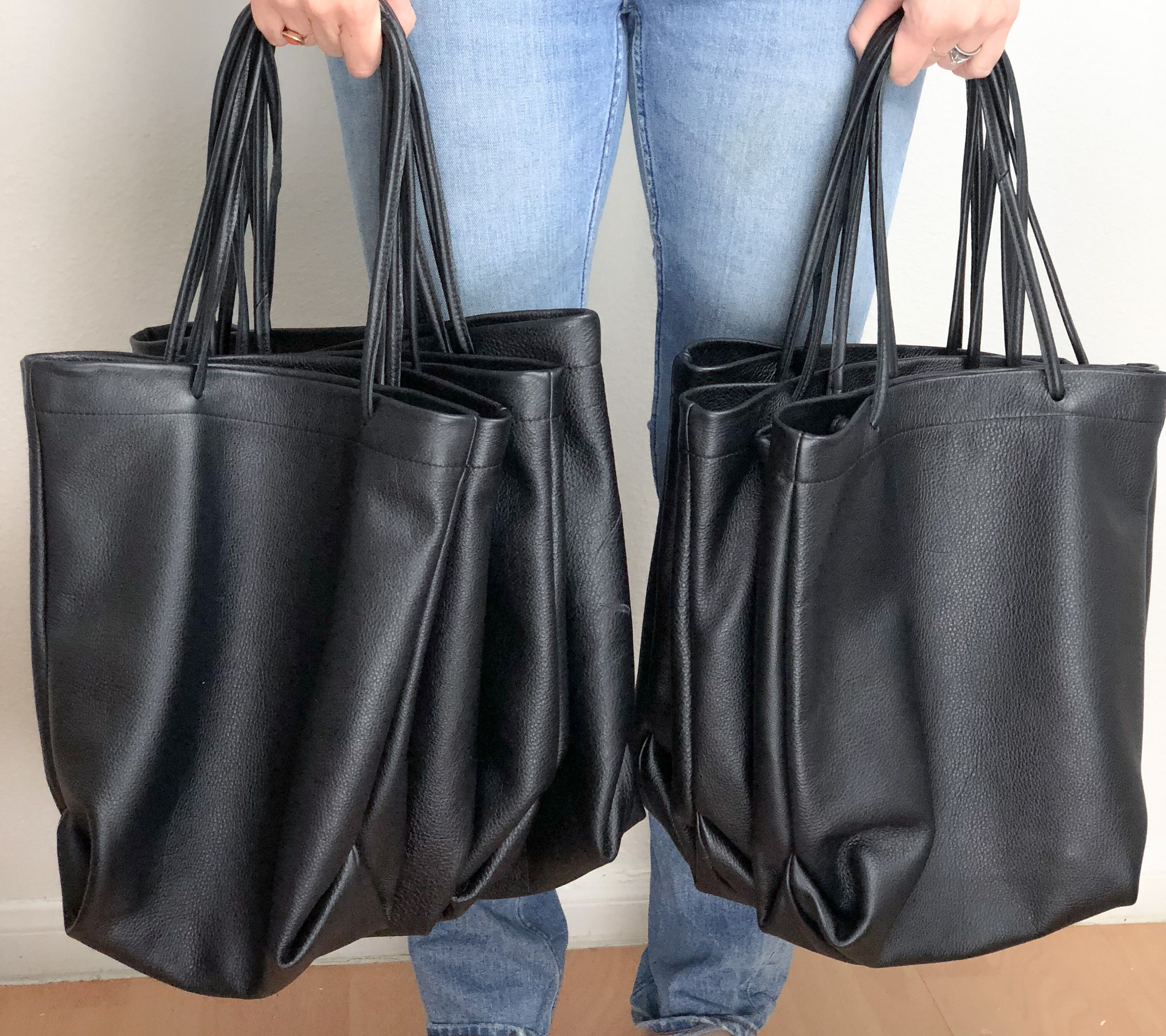 soft black tote bag