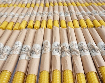 Bulk Beeswax Candle Favors: Hand-Rolled Pillar Candles, Thank You Gift