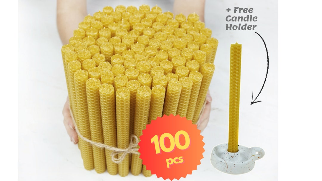 SET of 100 Bulk Beeswax Candles. Bulk Beewax Candles Pack. Pure Beeswax