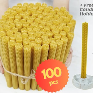 SET of 100 Bulk Beeswax Candles. Bulk Beewax Candles Pack. Pure Beeswax Candles. Wholesale Beeswax Candles. Bulk Beeswax Pillar Candles.