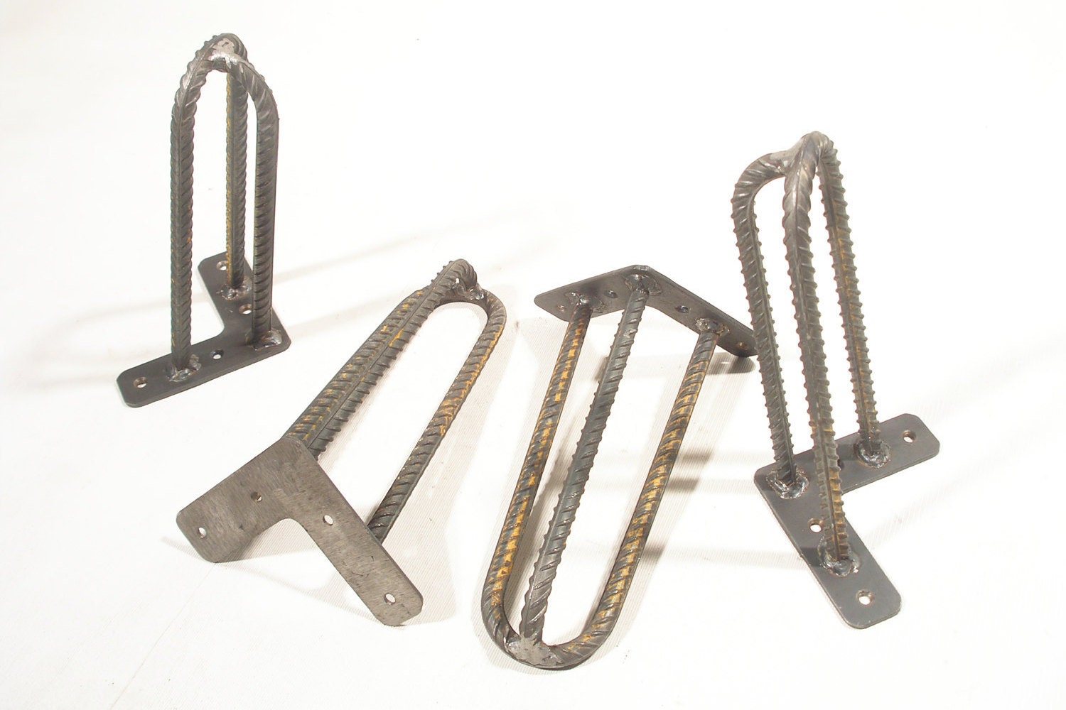 Coffee table legs. 3 Rod legs. Rebar Hairpin Legs. Raw Steel Etsy