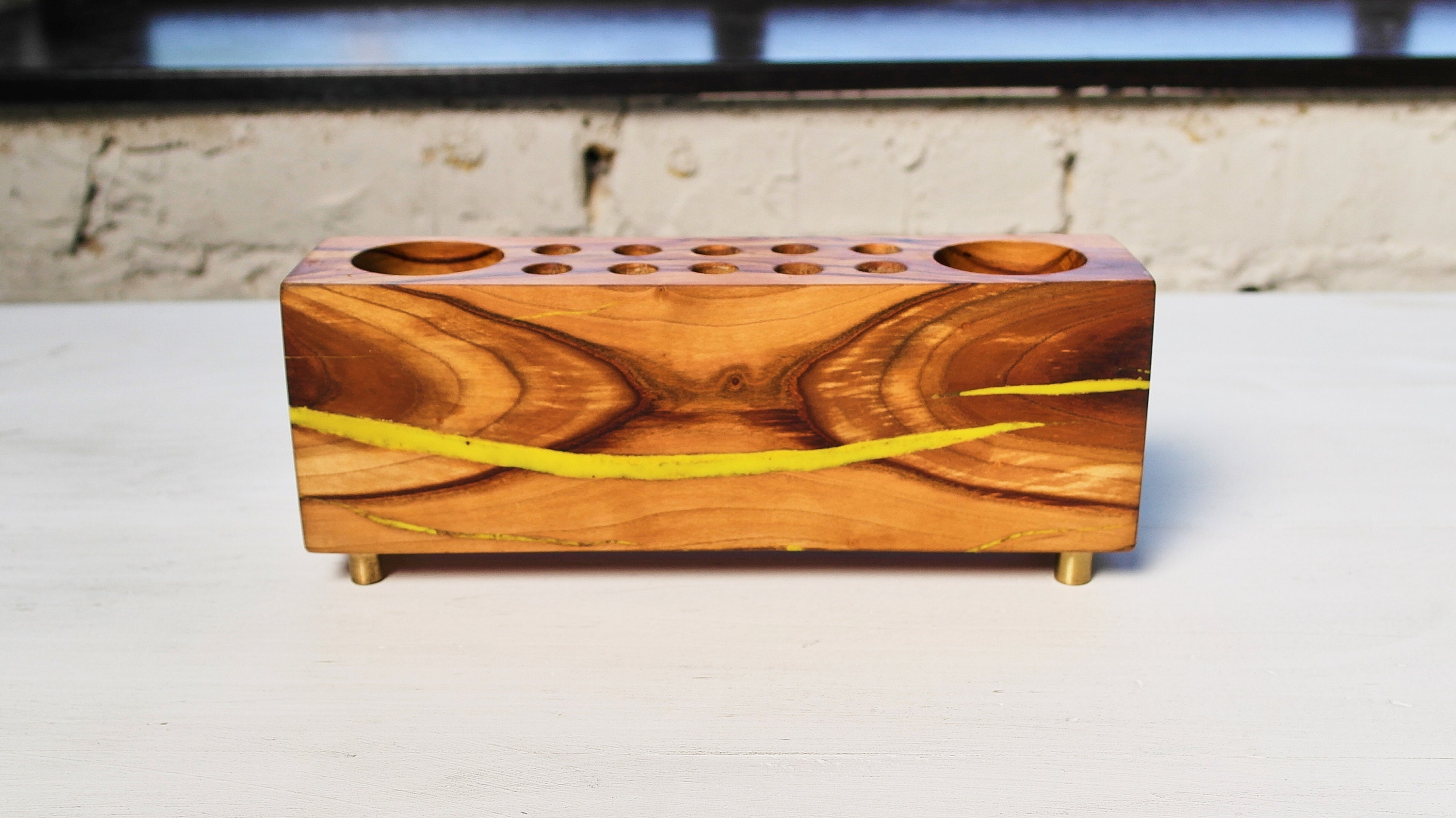 Wood Desk Organizer Wooden Desktop Stand Pen Holder Pencil Office Decor Caddy