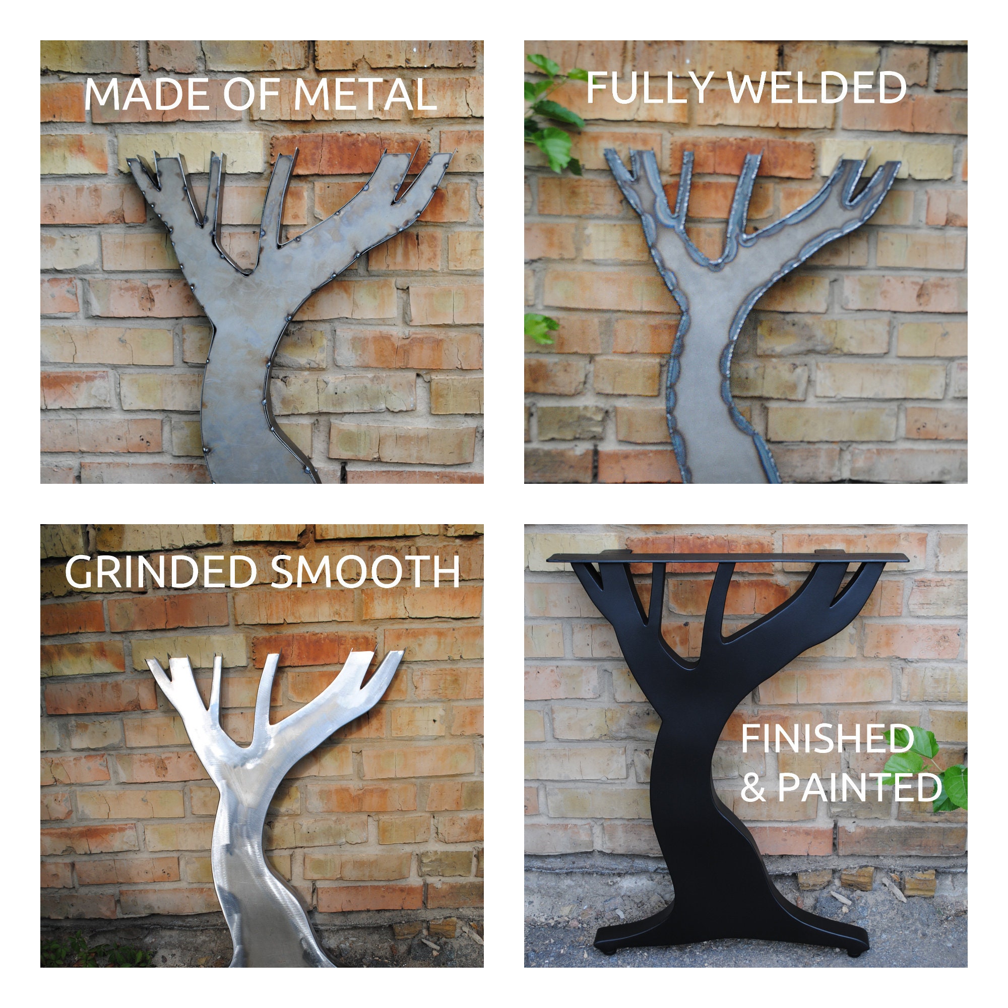 Oak Tree Table Legs. Dining table legs. Metal Table legs. Etsy