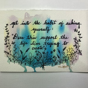 Watercolor Doodle Art with inspirational quote
