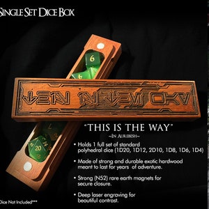 This Is The Way Dice Box: Brazilian Cherry Wood, D&D, Pathfinder
