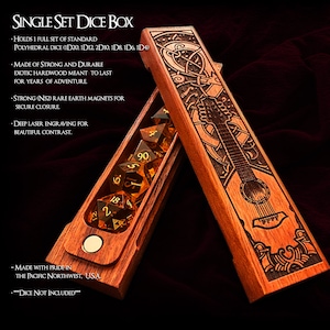Bard Class Dice Box - Artisan Crafted Hardwood Dice Storage For Players of Dungeons & Dragons, DND, Other TTRPG  by Eldritch Arts  USA