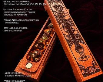 Bard - Minstrel&#39;s Lute - Handmade Brazilian Cherry Wood Dice Box: D&D, TTRPG Storage