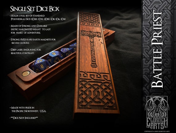 Battle Priest - Dwarven Themed Dice Box - Dungeons and Dragons, DnD, Pathfinder, Table Top Role Playing Accessories by Eldritch Arts