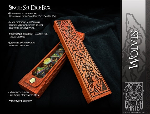 Wolves Dice Box - Celtic Themed - Dungeons and Dragons, DnD, Pathfinder, Table Top Role Playing Accessories by Eldritch Arts
