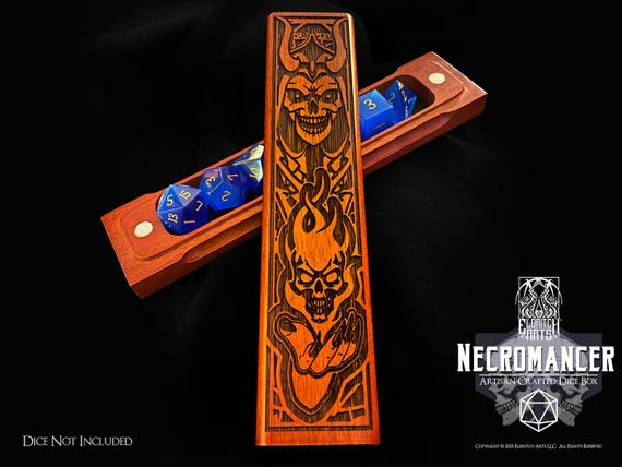 Necromancer Themed Dice Box - Personalizable Elegant Artisan Crafted Dice Storage by Eldritch Arts®