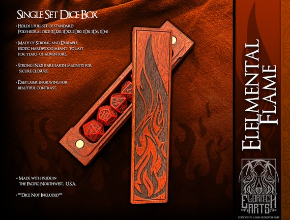 Elemental Flame Dice Box - Dungeons and Dragons, DnD, Pathfinder, Table Top Role Playing Accessories by Eldritch Arts