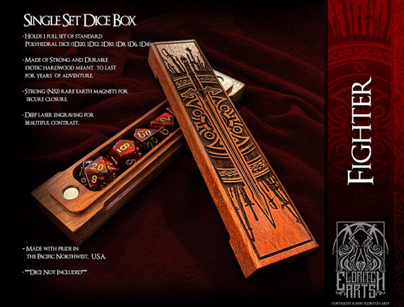 Fighter Dice Box - Dungeons and Dragons, DnD, Pathfinder, Table Top Role Playing Accessories by Eldritch Arts