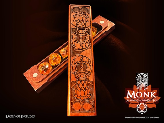 Monk - Lotus Fist - Themed Dice Box - Personalizable Elegant Artisan Crafted Dice Storage by Eldritch Arts®