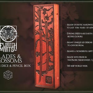 Dice Box - Blades and Blossoms - RPG, Dungeons and Dragons, DnD, Pathfinder, Role Playing and Gaming Accessories by Eldritch Arts