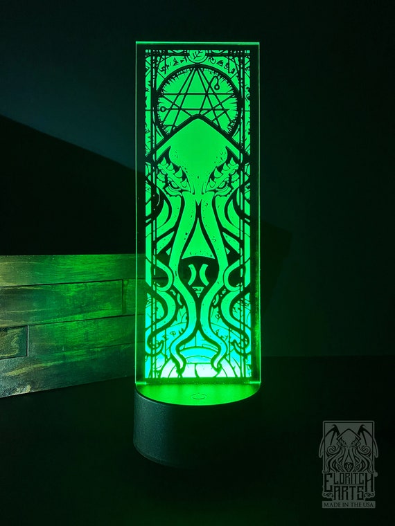 Cthulhu LED Night Light/Desk Lamp: USB/Battery Powered Desk Decor by Eldritch Arts - Lovecraftian Mythos Lamp®