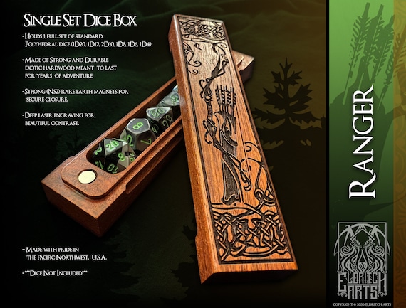 Dice Box - Ranger  - RPG, Dungeons and Dragons, DnD, Pathfinder, Table Top Role Playing and Gaming Accessories by Eldritch Arts