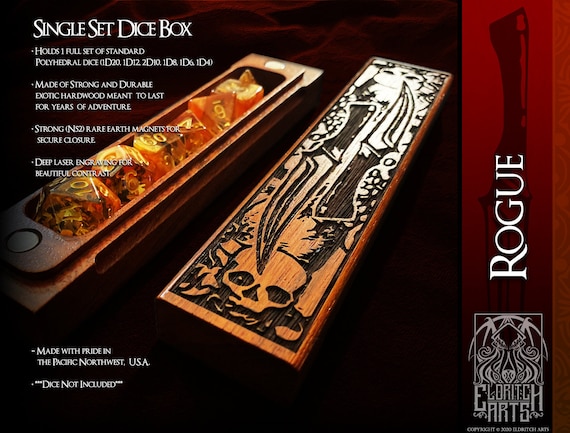 Rogue Class Dice Box - Dungeons and Dragons, DnD, Pathfinder, Table Top Role Playing & Gaming Accessories by Eldritch Arts