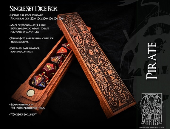 Dice Box - Pirate - RPG, Dungeons and Dragons, D&D, DnD, Pathfinder, Table Top Role Playing and Gaming Accessories by Eldritch Arts