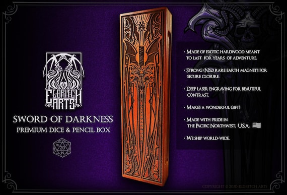 Dice Box - Sword of Darkness - Blackguard Themed Dice Vault For Dungeons and Dragons, DnD, Pathfinder, TTRPG Accessories by Eldritch Arts®