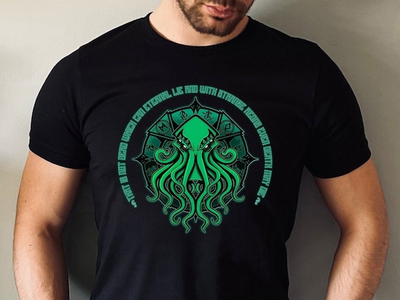 Cthulhu - That Is Not Dead Which Can Eternal Lie by Eldritch Arts® on Black Unisex Tee