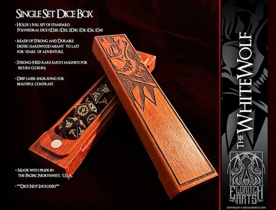 Dice Box - The White Wolf - Witcher Inspired, Dungeons and Dragons, D&D, DnD, Pathfinder, TTRP and Gaming Accessories by Eldritch Arts