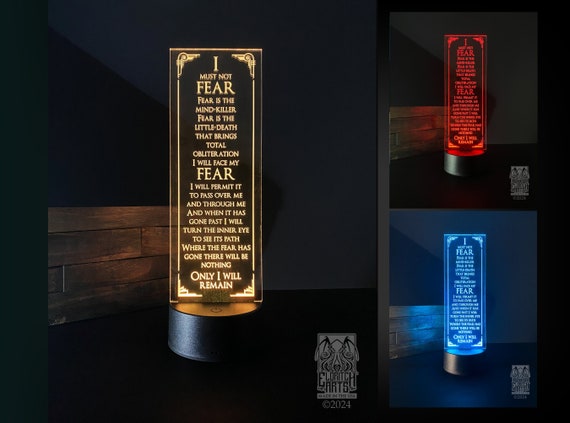 Dune - Litany Against Fear - Ver. 2 - LED - Decorative Light - Night Light - Desk Light, USB or Battery Powered by Eldritch Arts®