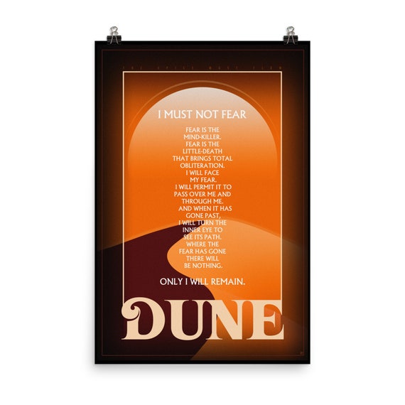 Dune 1980s - Bene Gesserit Litany Against Fear - Fear Is The Mind Killer - Large Physical Print On Heavy Mat Art Paper 24"x36"