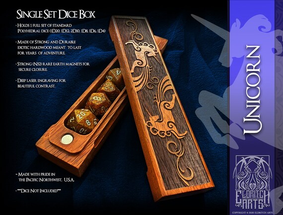 Unicorns Themed Dice Box  - Personalizable Secure Dice Storage For Players Of Dungeons and Dragons, DnD, Pathfinder, TTRPGs by Eldritch Arts