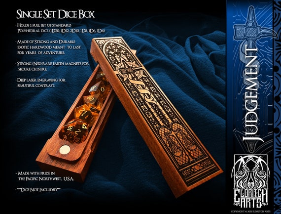 Judgement - Gothic Style, Paladin, Cleric Themed Dice Box - Exotic Hardwood with Magnetic Closure by Eldritch Arts®