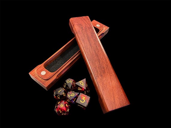 Artisan Crafted Exotic Hardwood Dice Box - Personalizable Dice Vault/Tray Storage for Players of DnD & Tabletop Role Playing Games