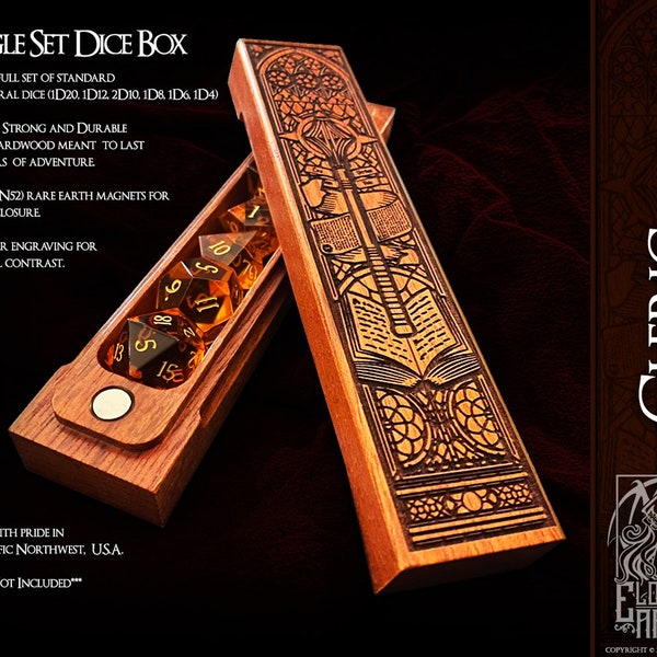 Dice Box - Cleric  - RPG, Dungeons and Dragons, DnD, Pathfinder, Table Top Role Playing and Gaming Accessories by Eldritch Arts