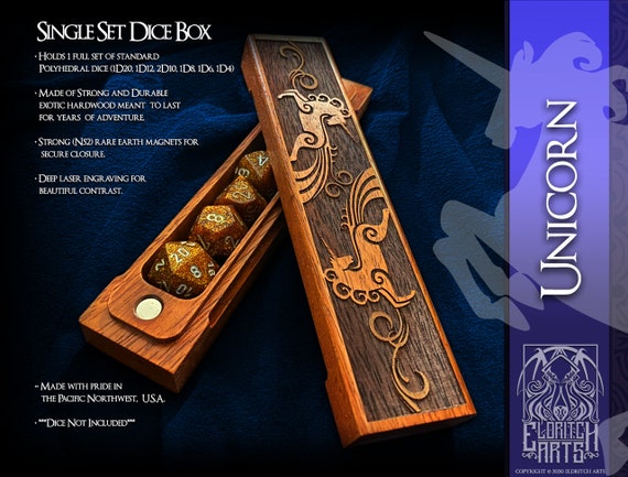 Dice Box - Unicorn  -  RPG, Dungeons and Dragons, DnD, Pathfinder, Role Playing and Gaming Accessories by Eldritch Arts