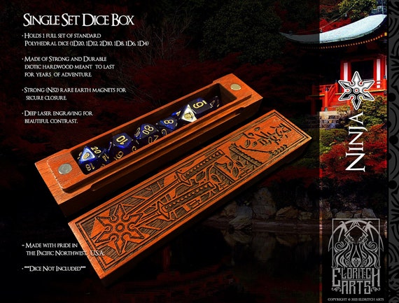 Ninja (Shinobi) Themed Dice Box - Dungeons and Dragons, DnD, Pathfinder, Table Top Role Playing Accessories by Eldritch Arts