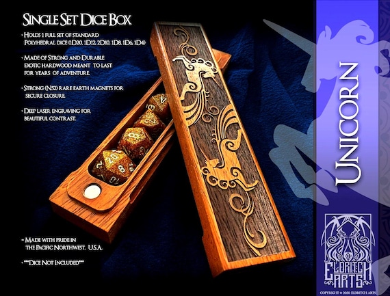 Personalizable Unicorn Dice Box: Secure Storage Vault for Players of DND, Pathfinder & TTRPG by Eldritch Arts
