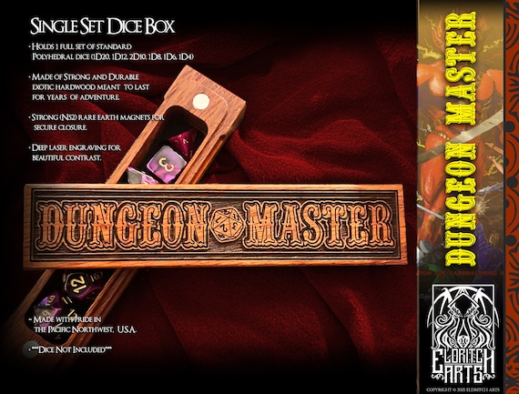 Dungeon Master DM - Retro Style Dice Box - Dungeons and Dragons, DnD, Pathfinder, Table Top Role Playing Accessories by Eldritch Arts