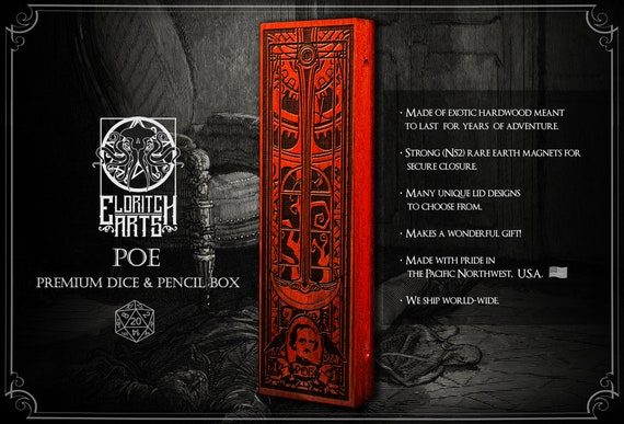 Dice Box - Poe - RPG, Dungeons and Dragons, DnD, Pathfinder, Role Playing and Gaming Accessories by Eldritch Arts