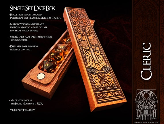 Cleric Class Themed Dice Box - Personalizable Dice Storage For Players Of Dungeons and Dragons, DnD, Pathfinder, etc.  by Eldritch Arts