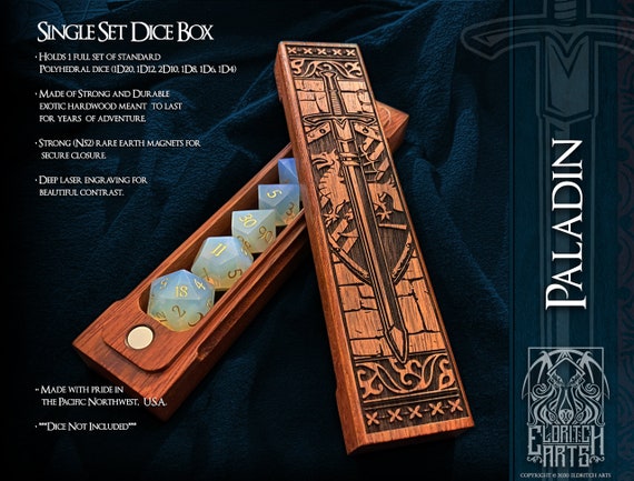 Dice Box - Paladin  - RPG, Dungeons and Dragons, DnD, Pathfinder, Table Top Role Playing and Gaming Accessories by Eldritch Arts