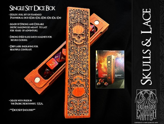 Skulls and Lace Dice Box - Dungeons and Dragons, DnD, Pathfinder, Table Top Role Playing Accessories by Eldritch Arts
